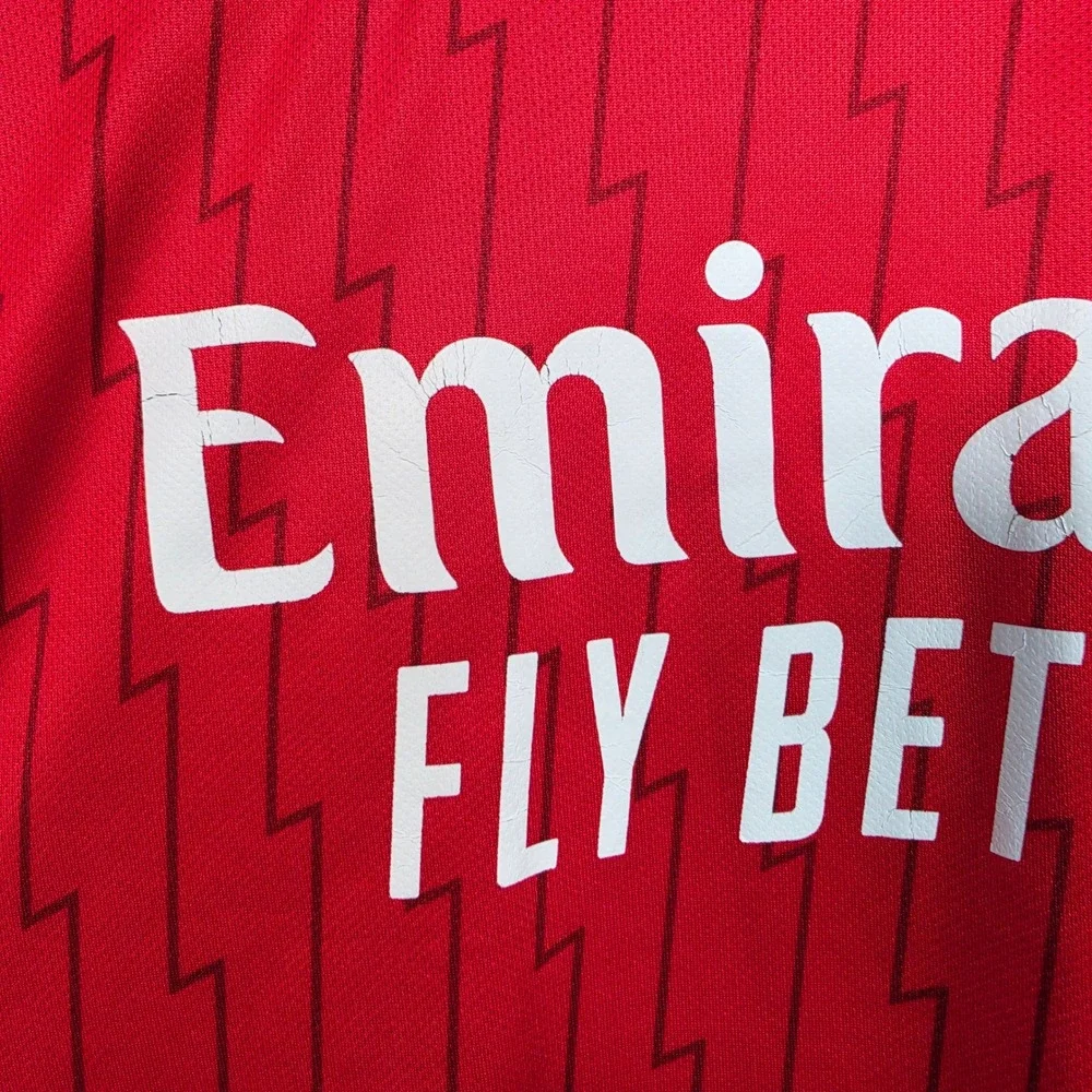 Arsenal Jersey Men's L Red White Emirates Fly Better 22 Soccer Futbol Blokecore